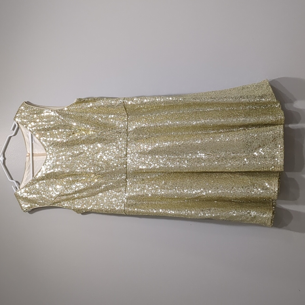 Sleeveless Sequin A-Line Dress in Gold